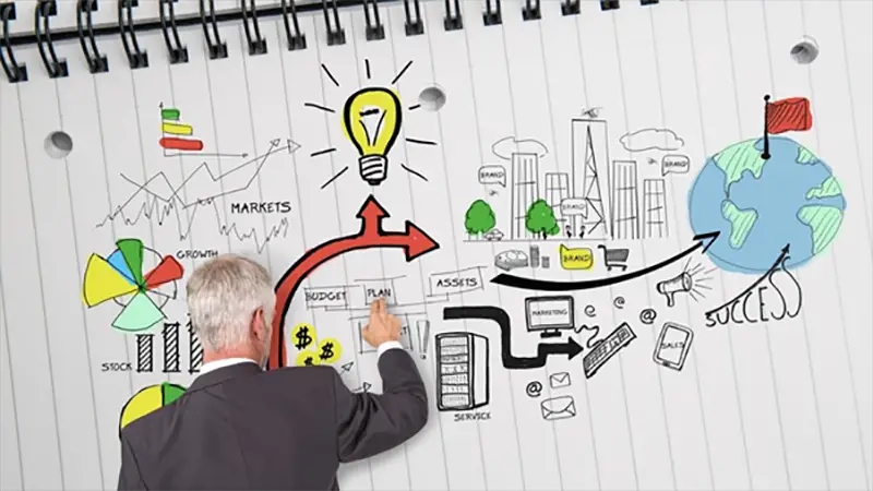 Businessman draw a business strategy concept