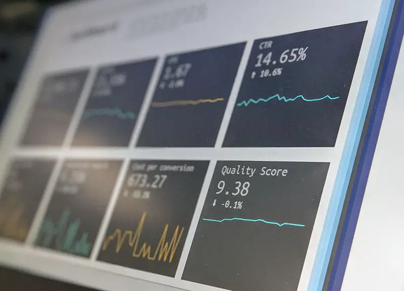 Monitor screen with data analytics