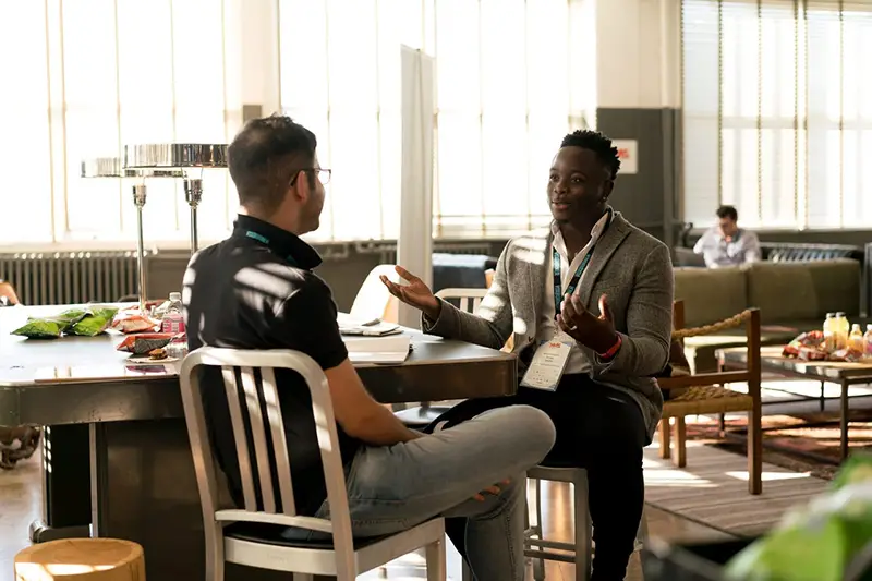 Two men having conversation