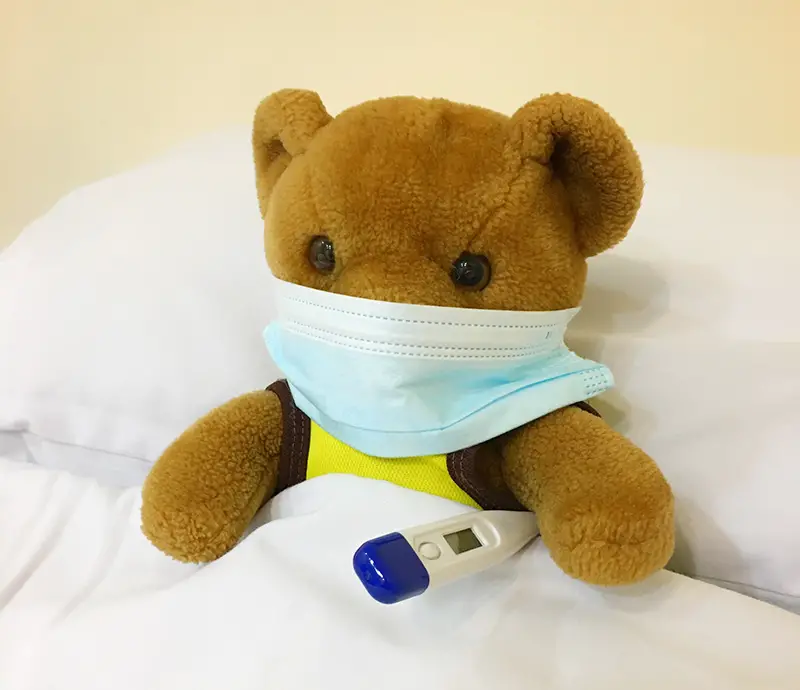Brown bear plush toy with facemask