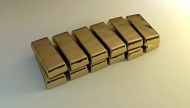 Double pile of gold bar