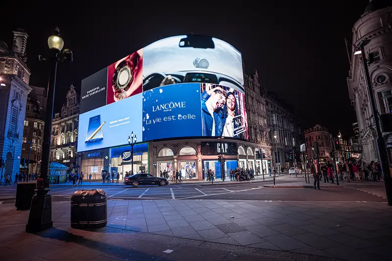 Electronic billboard during night time