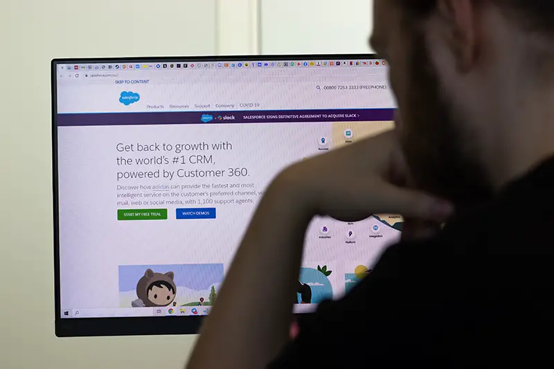 Salesforce website page on screen