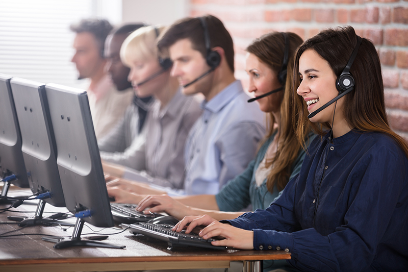 People working in a call center