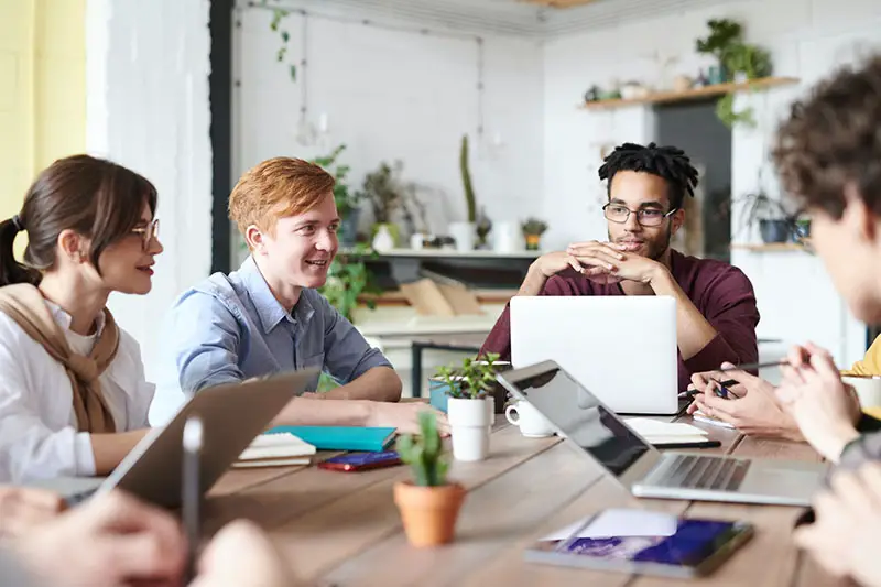 Group of employees working together