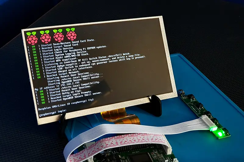 Raspberry Pi system booting on small LCD prototype screen