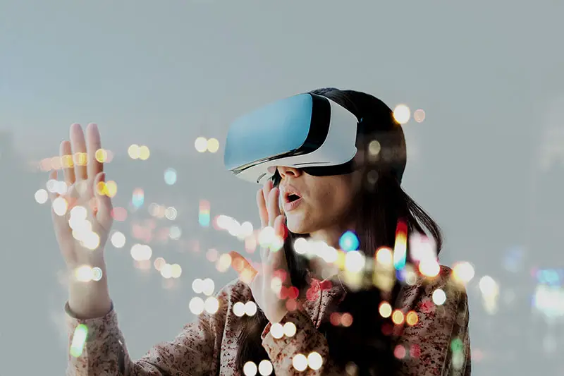 Woman with glasses of virtual reality