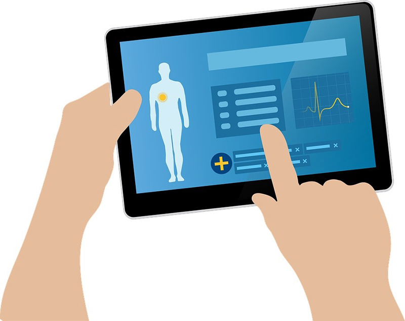 a concept illustration of health information in the tablet