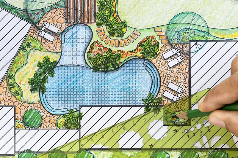 Landscape architect design backyard plan for villa