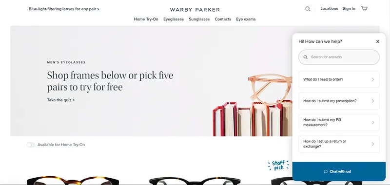 the Warby Parker website 