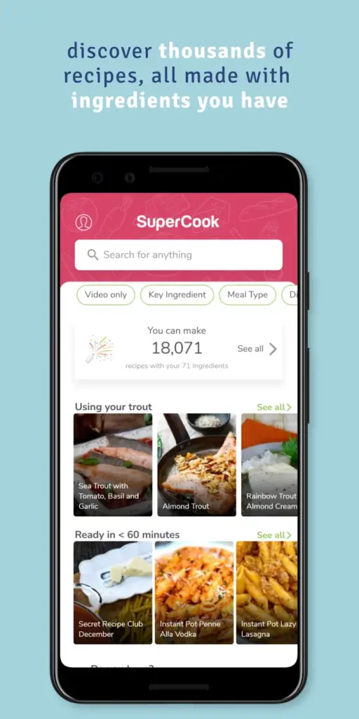 supercook app on black smartphone screen