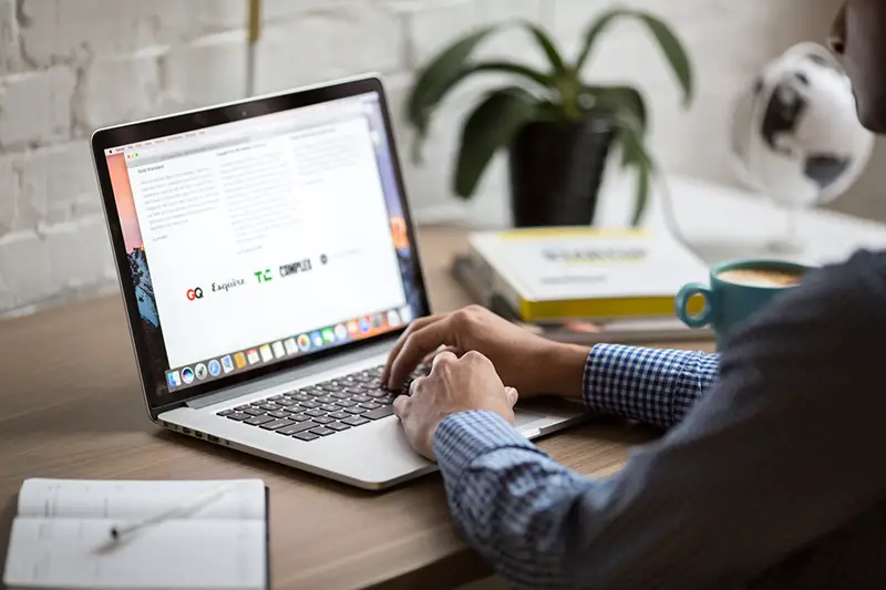 Man working in front of his laptop