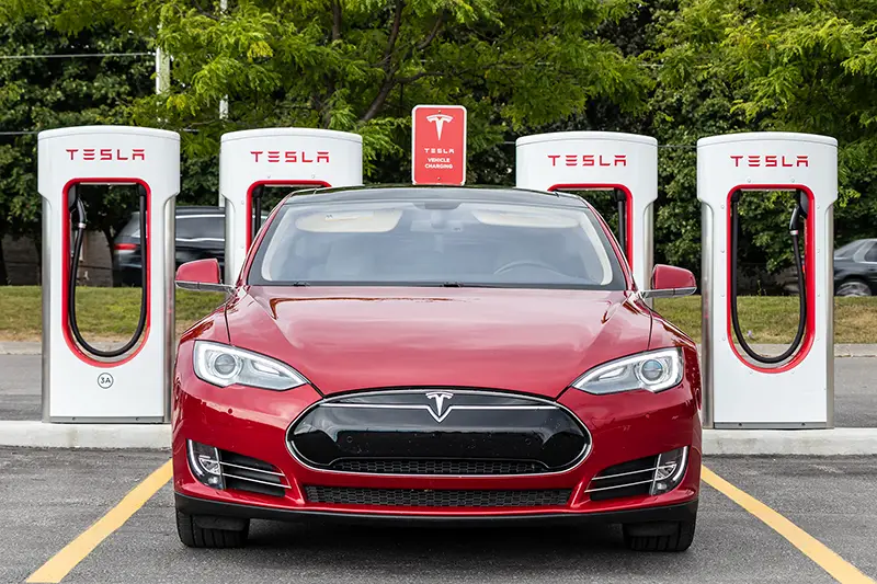 Tesla Model S while parked at Tesla Supercharger Station