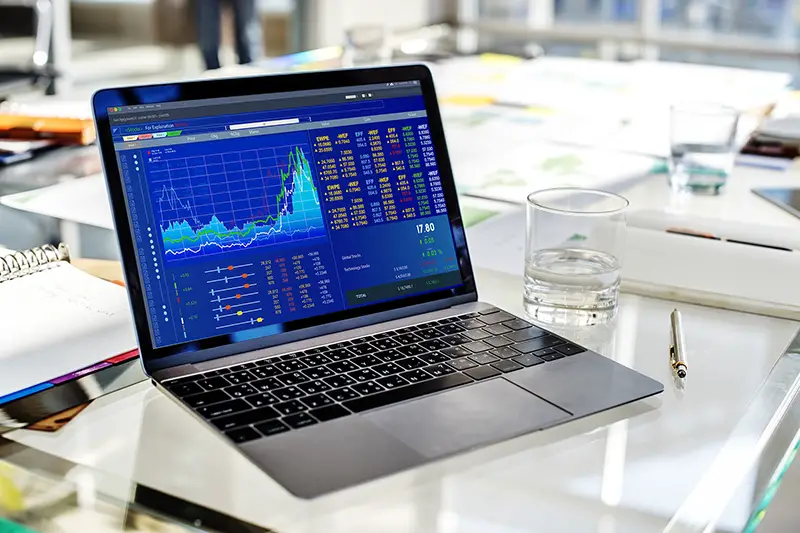 Graphic of investment stock market data analysis business