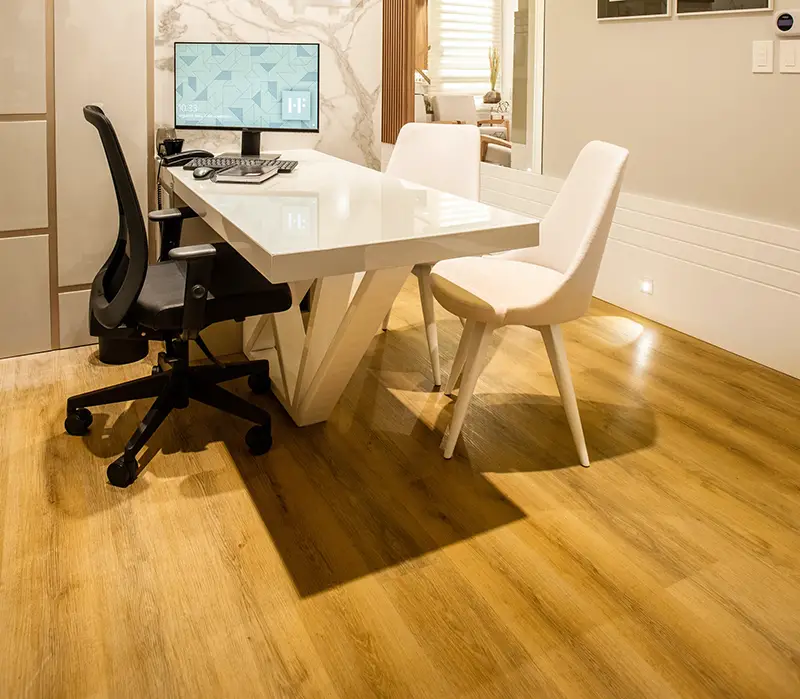 Shiny wooden office flooring