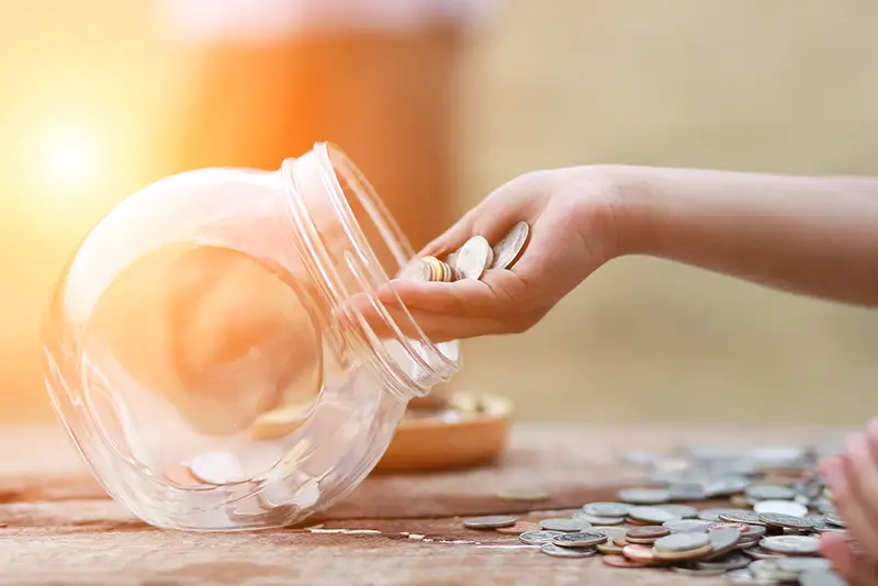 Pile of coin for saving money