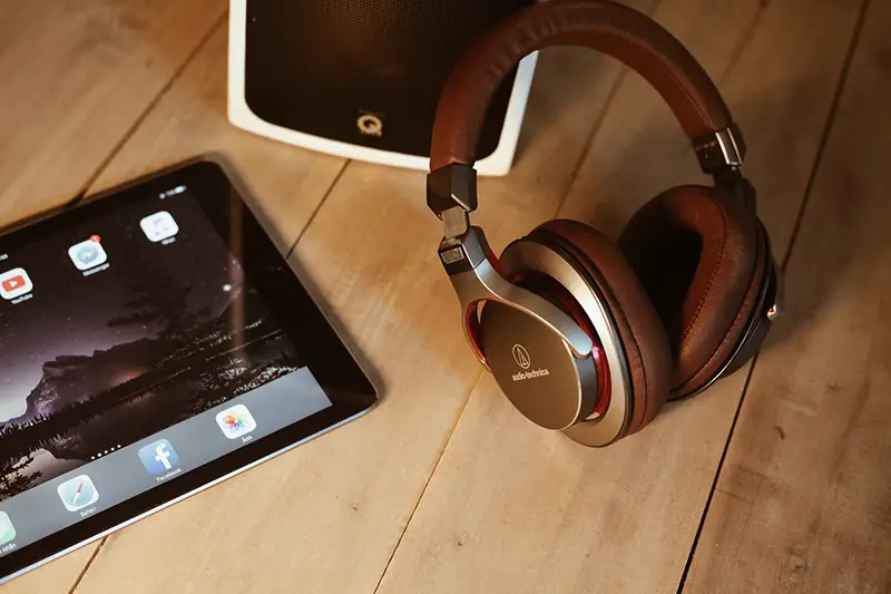 Brown wireless headphones