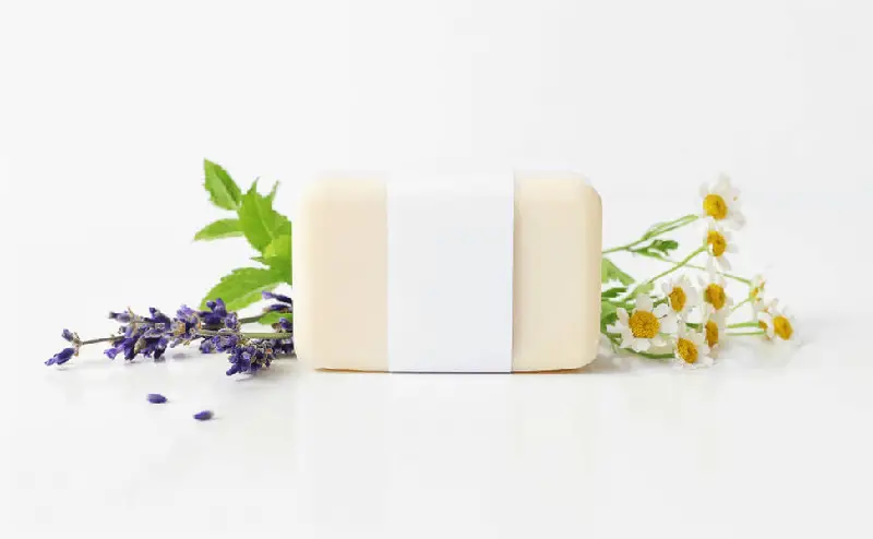 soap bar in white surface with flowers