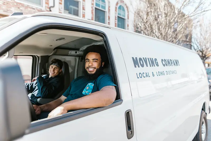 White moving company van