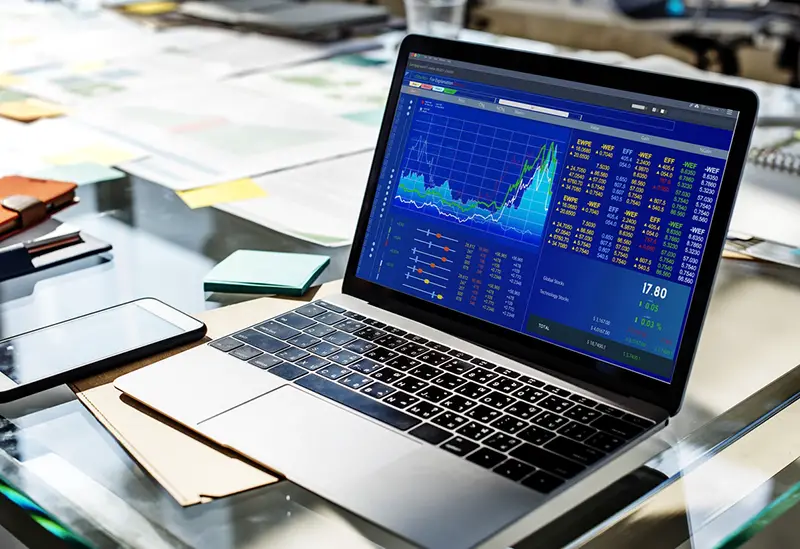 Graphic of investment stock market data analysis business