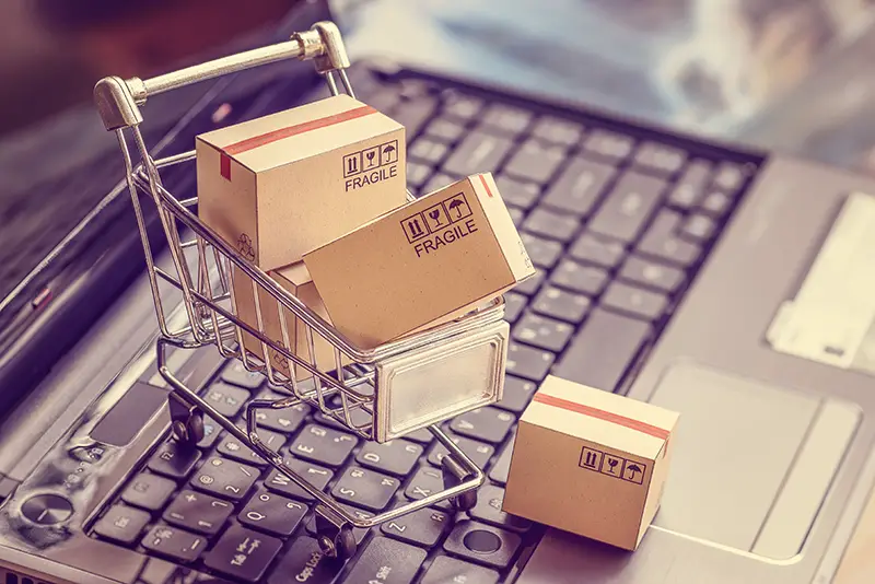 Online shopping  e-commerce and customer experience concept