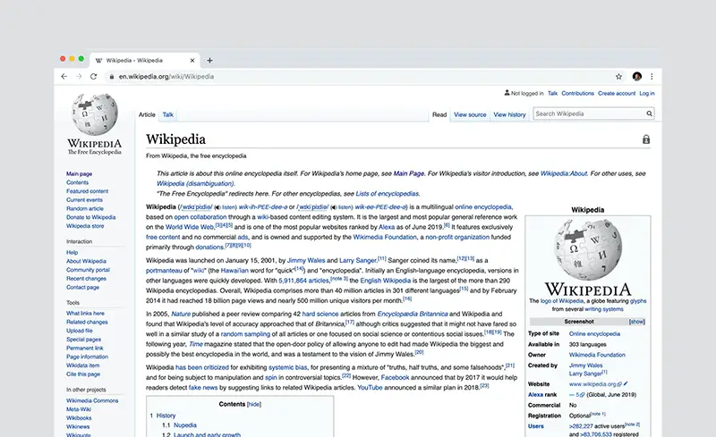 Wikipedia page screenshot