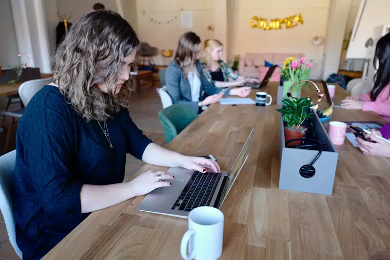 Woman using laptop