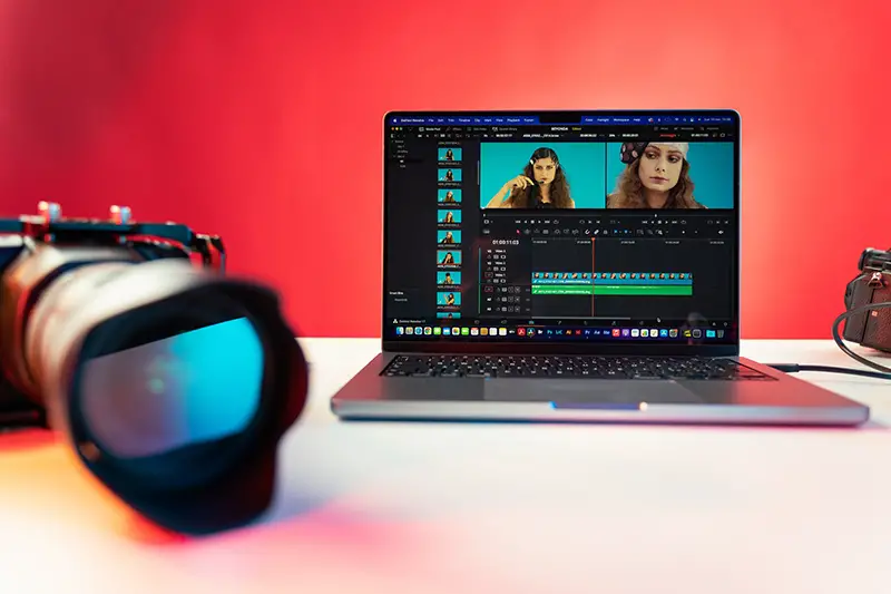 Video editing tool on a laptop screen