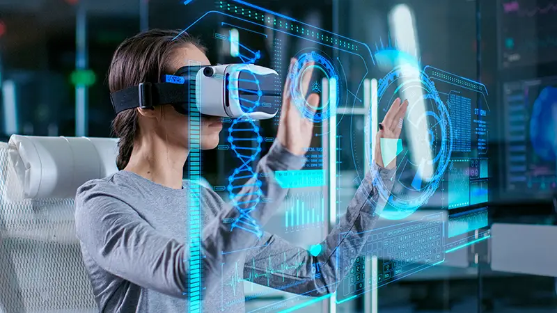 Woman Wearing Virtual Reality Headset