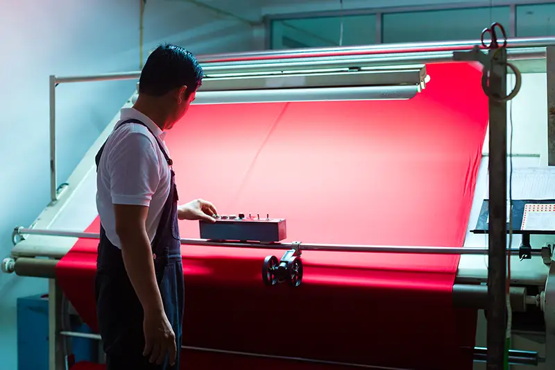 Textile worker in a manufacturing plant