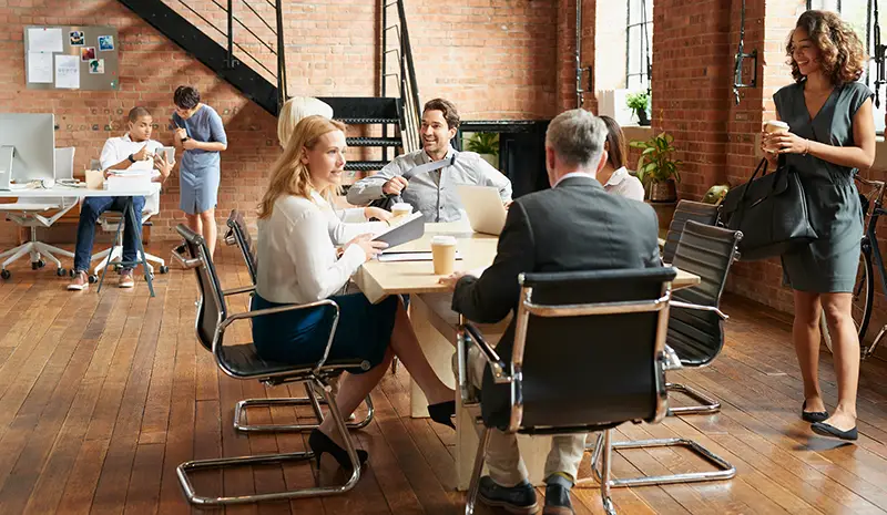 boardroom meeting with business people in trendy office space