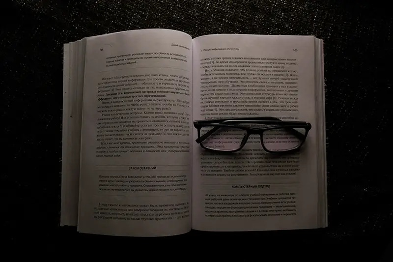 book and glasses