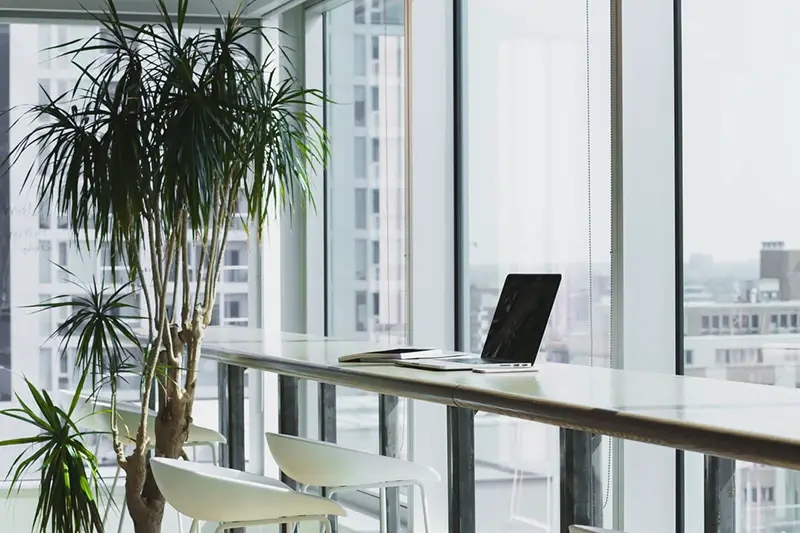 Modern office with glass wall