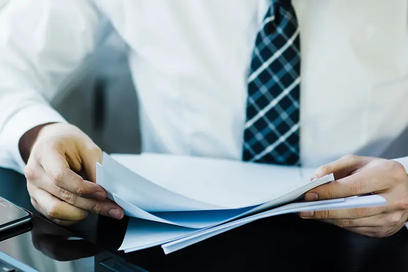 Businessman working with documents