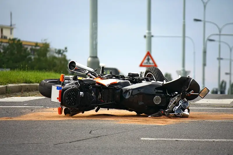 motorcycle accident on the city street