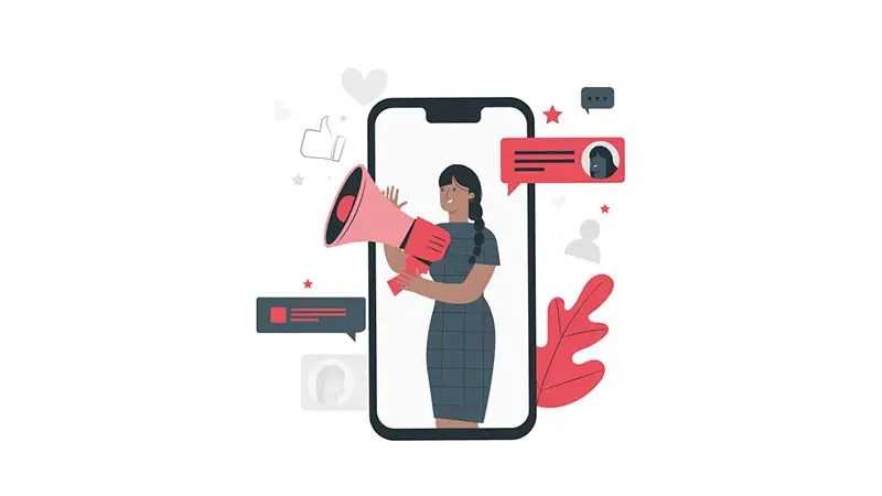 Woman and mobile app illustration