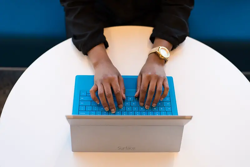 Person using microsoft surface