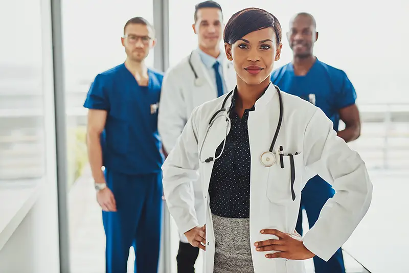 Black female doctor in charge at hospital