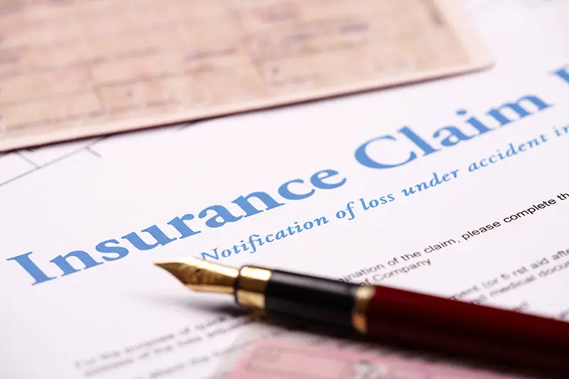 Blank insurance claim form