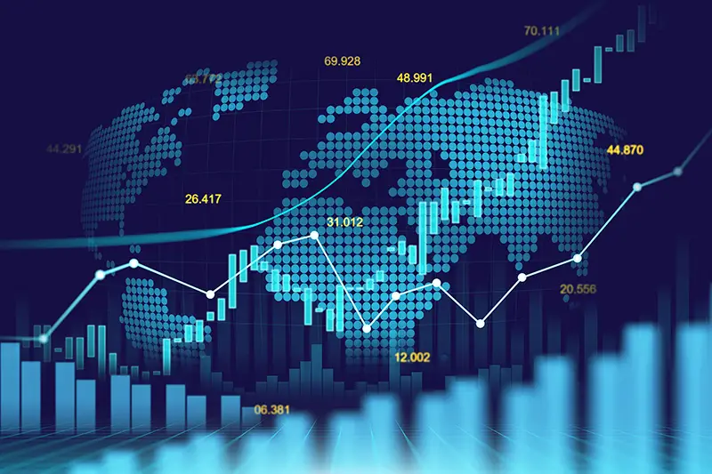Stock market or forex trading graph in futuristic concept