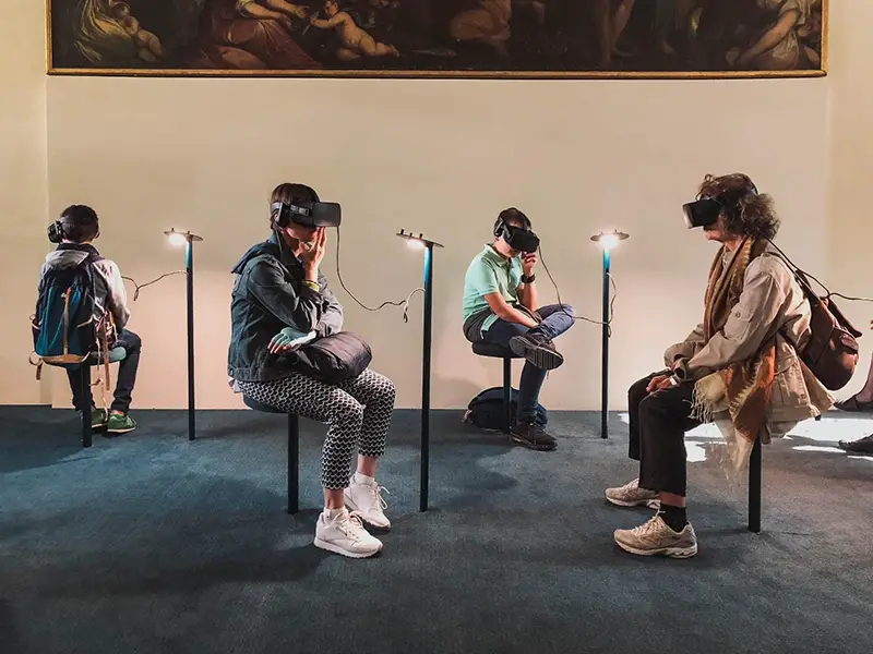 People wearing Virtual reality glasses