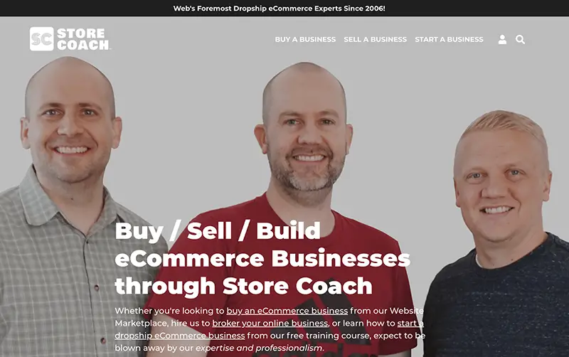 a screenshot of the StoreCoach.com homepage header