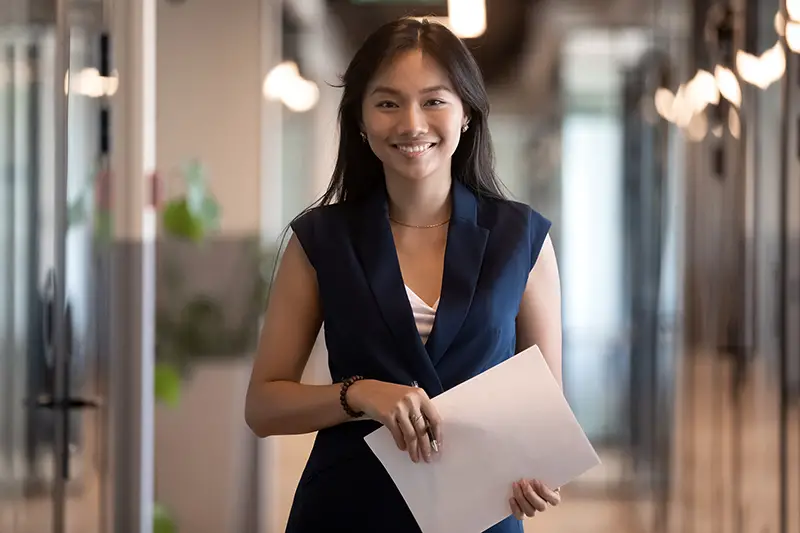 Happy smiling asian businesswoman