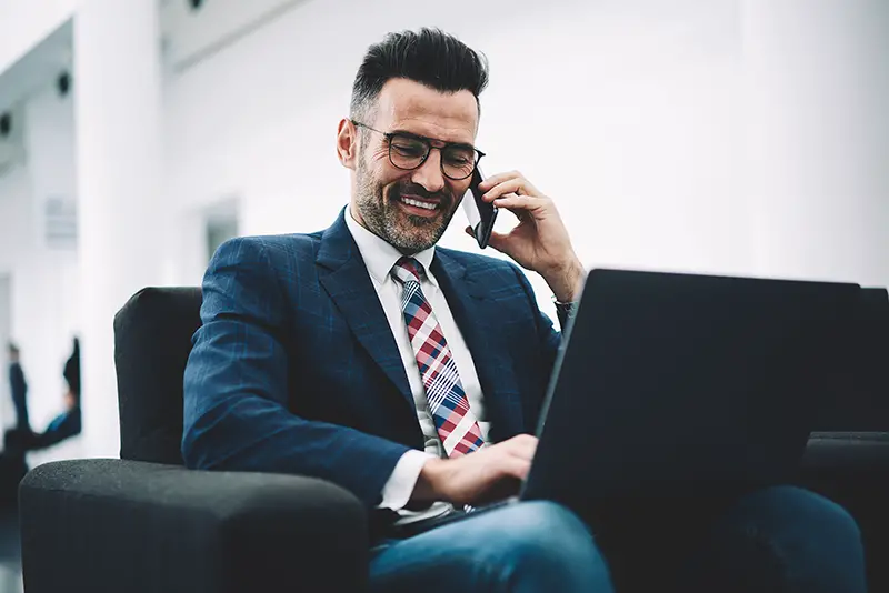 Businessman talking on smart phone