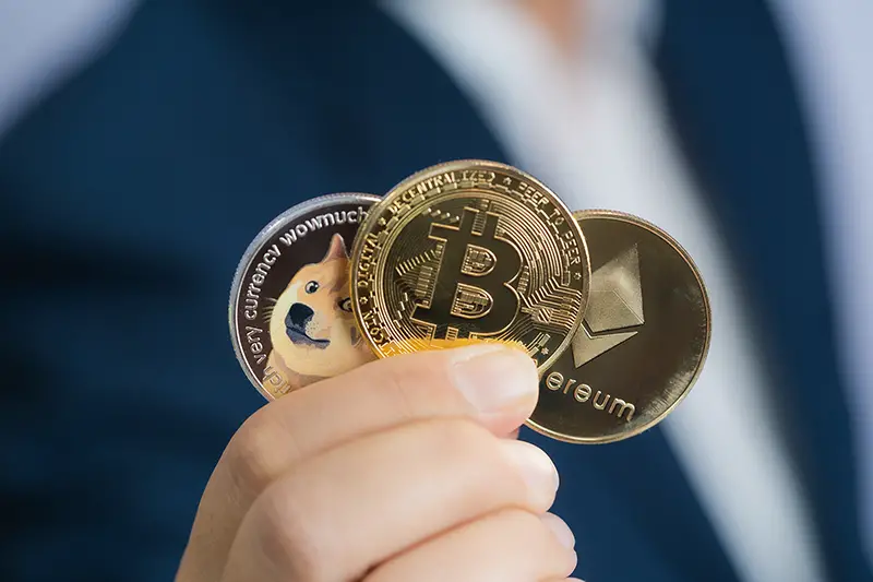 Golden bitcoin coin