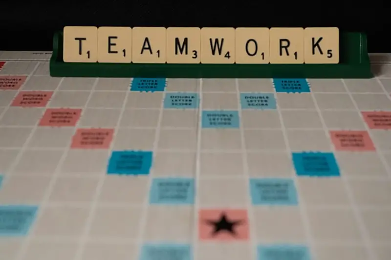 Teamwork text word tiles