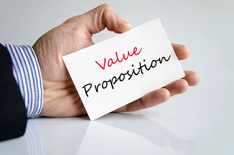 Value proposition text concept 