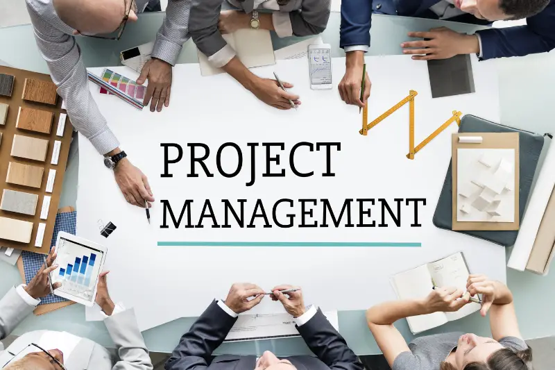 Project management work process organization concept