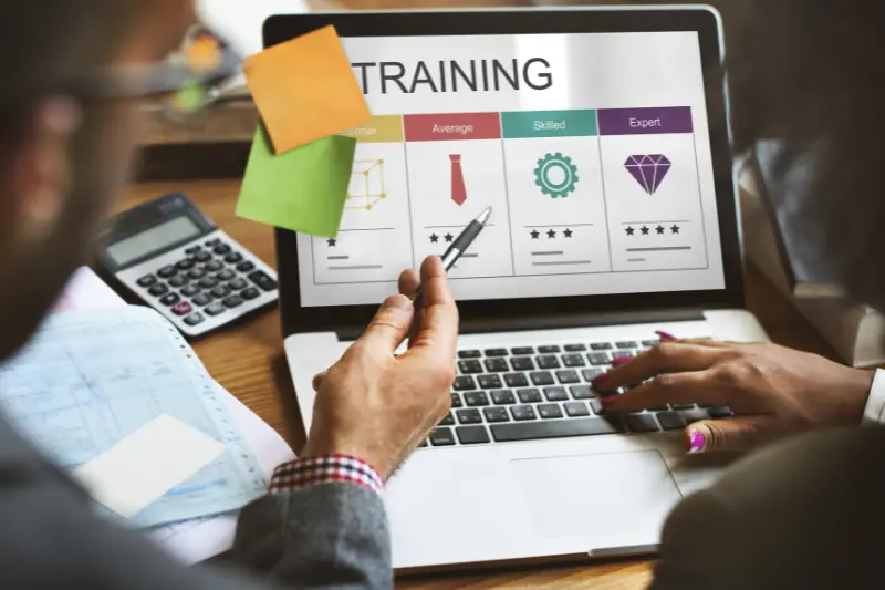 Person taking training online course