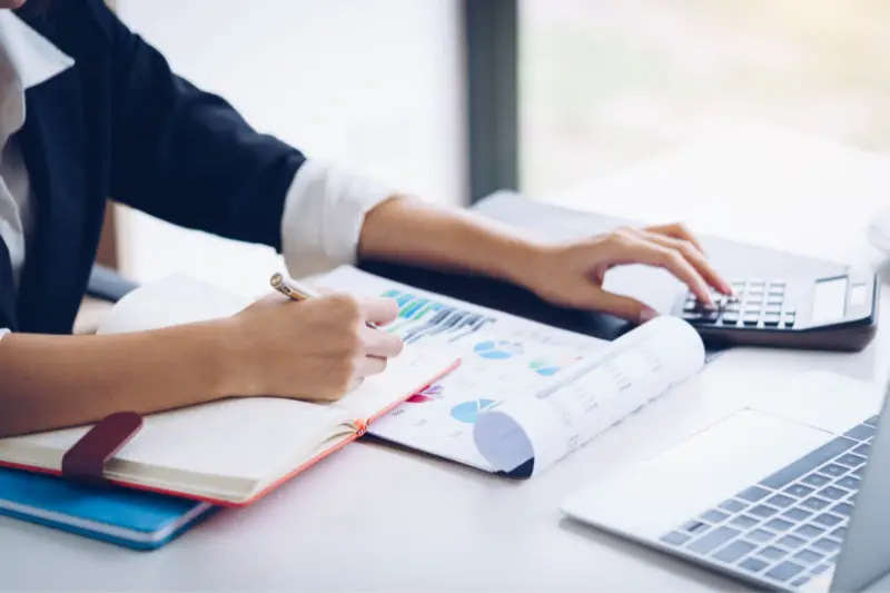 Person working on financial statement